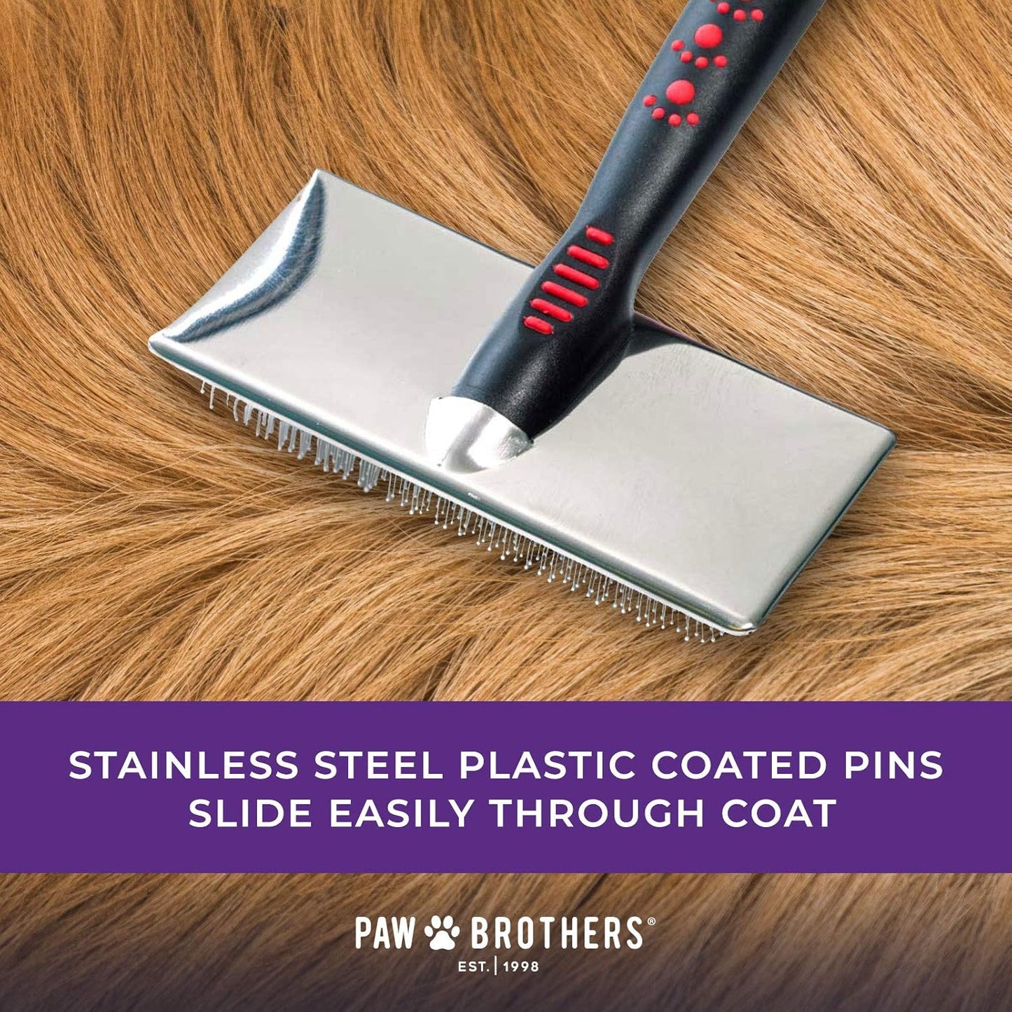  Soft Pin Flat Slicker Brush for Dogs, Professional Grade Brush for Large Dogs, Coated Tips, Gentle on Skin, Remove Tangles and Mats, Maximum Coverage, X-Large
