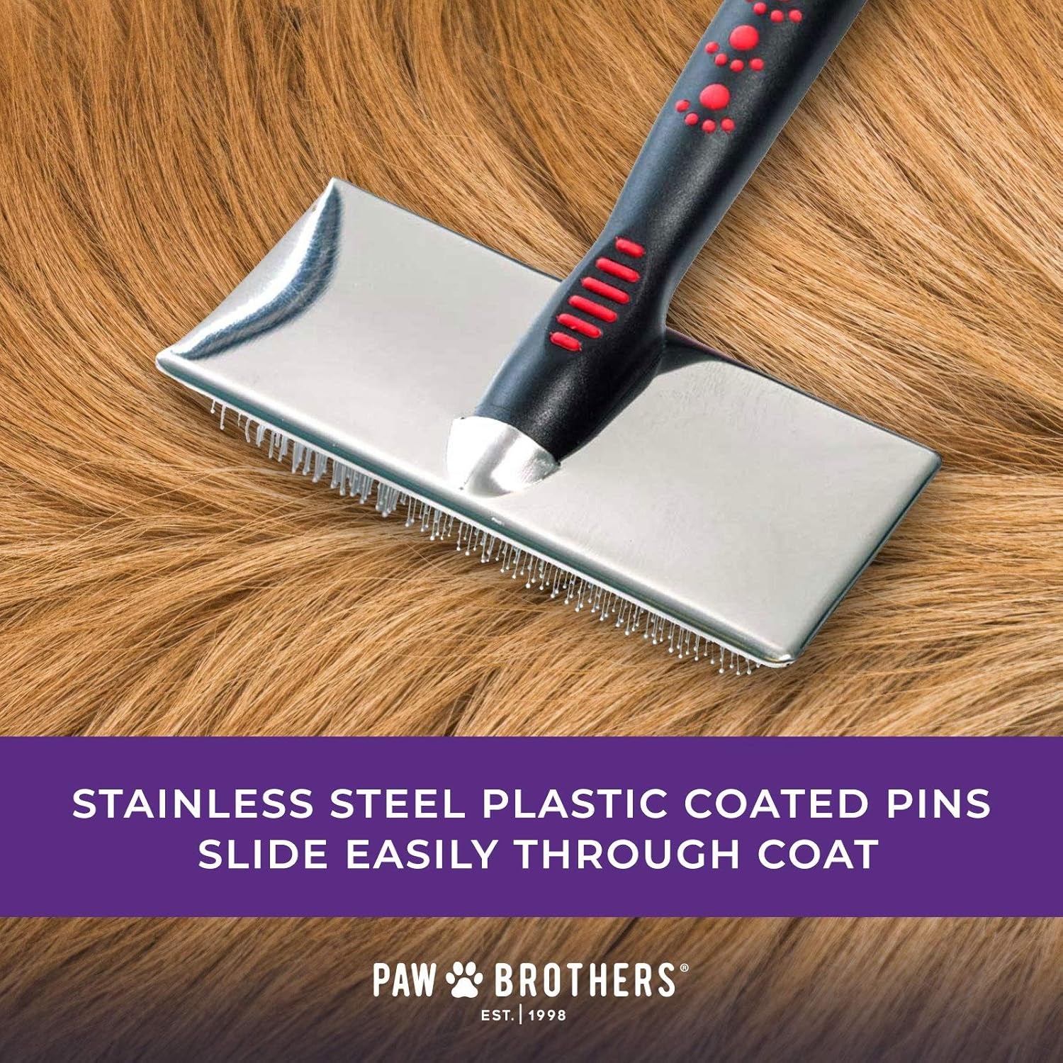  Soft Pin Flat Slicker Brush for Dogs, Professional Grade Brush for Large Dogs, Coated Tips, Gentle on Skin, Remove Tangles and Mats, Maximum Coverage, X-Large