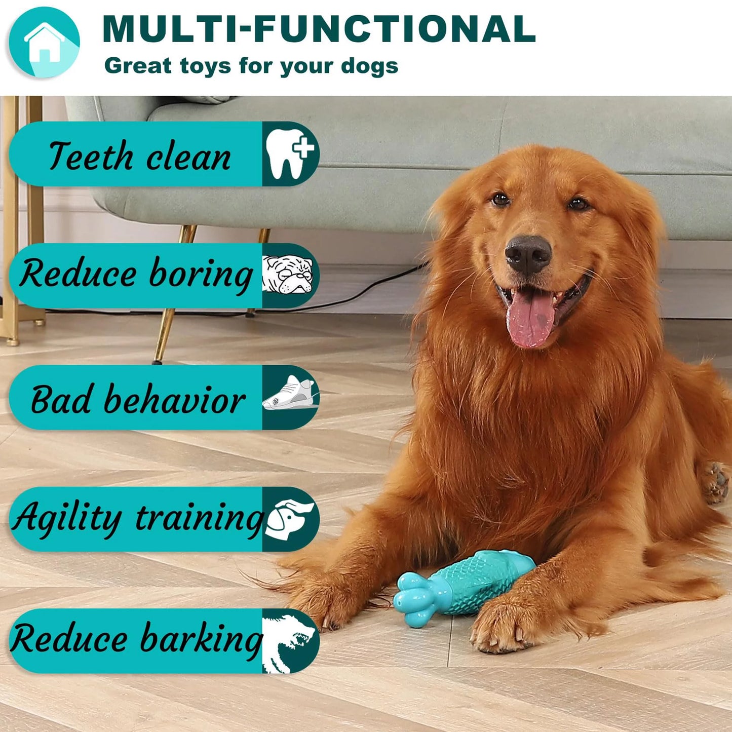 Tough Dog Toy for Aggressive Chewers, Durable Squeaky Chew Toy for Large Breeds