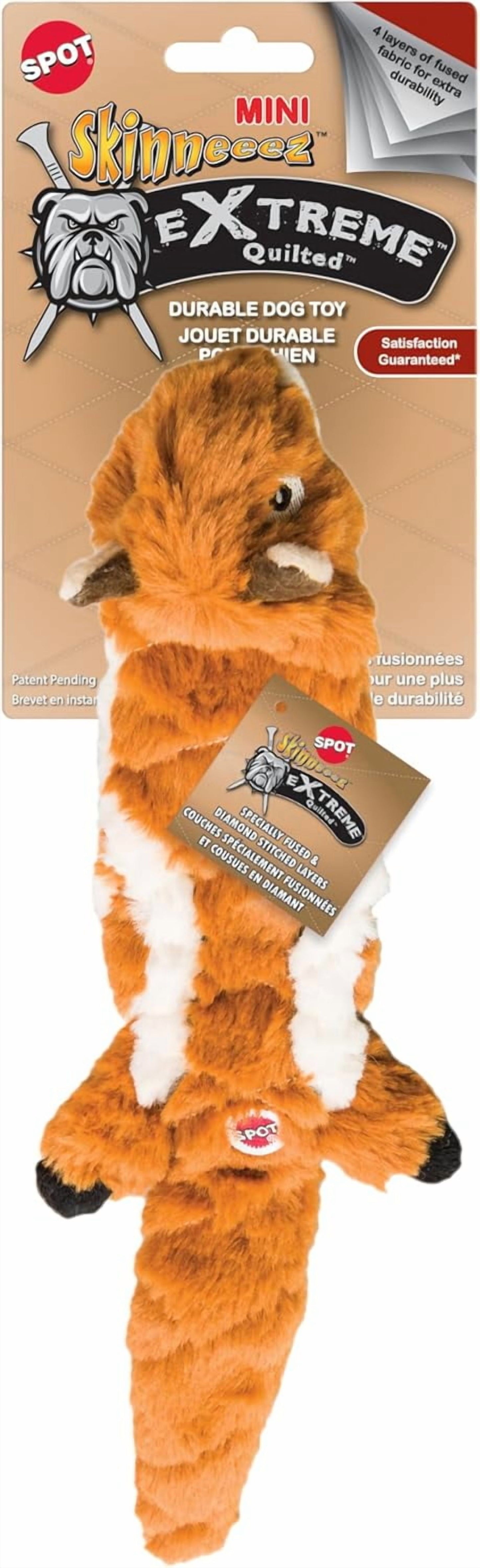 Extreme Quilted Squirrel Dog Toy, Stuffing Free with 4 Layers of Diamond Stitched Fabric & 2 Squeakers, for Small and Medium Aggressive Chewers, 14In