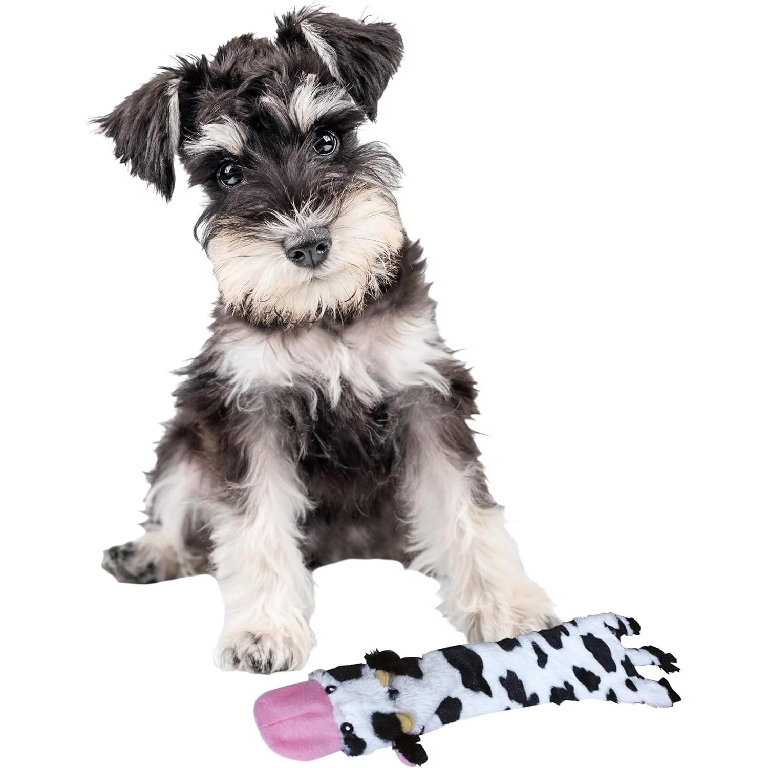 Crinkle Dog Toy, Stuffing-Free Cow Toy with Squeaker for Small Dogs and Puppies,For Moderate Chewers 14 Inch